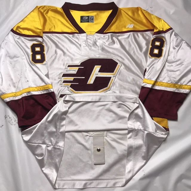 Central Michigan University Chippewas Hockey Jersey Worn Tie Up Fight Strap #8