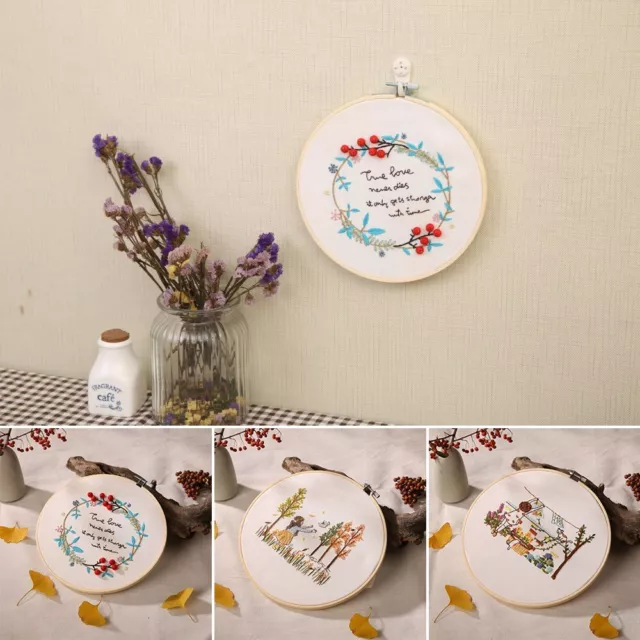 DIY Embroidery Kit With Hoop for Beginner Cross Stitch Flower Painting  Craft Set