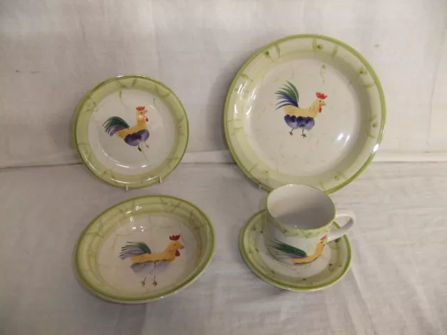 c4 Pottery Scotts of Stow - Cockerel hand painted rustic tableware - 7F7C