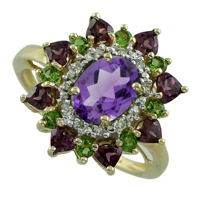 Vesuvianite Gemstone Cocktail Green Ring Size 7 925 Sterling Silver Jewelry