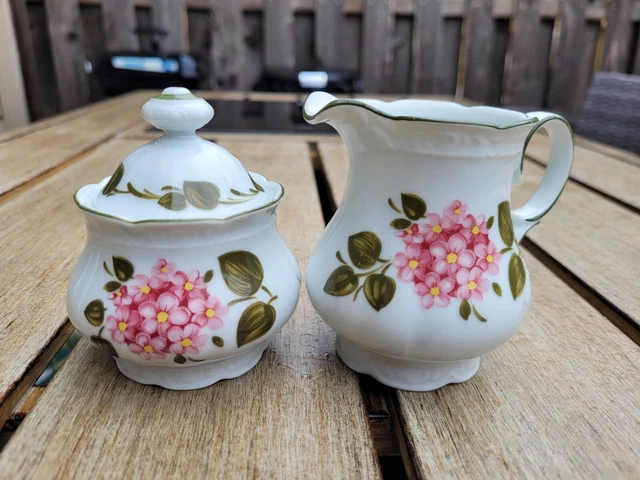 Mitterteich Bavaria Floral Sugar Bowl & Creamer Set
