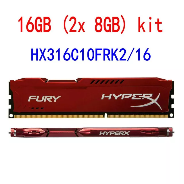 16GB 2x 8GB 1600MHz DDR3 PC3-12800 2Rx8 240Pin DIMM Memoria SDRAM HyperX FURY IT 2