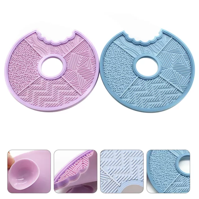 2 Pcs Makeup Brush Cleaning Mat Pad Silicone Cleaner Sponge