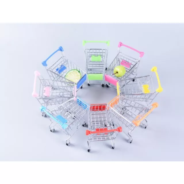 Mini Supermarket Hand Trolley Shopping Utility Cart Storage Basket Pretend Kids