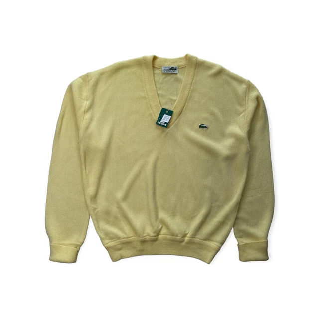 Maglione Vintage Lacoste NUOVO con cartellino Uomo M Giallo 100% Acrilico