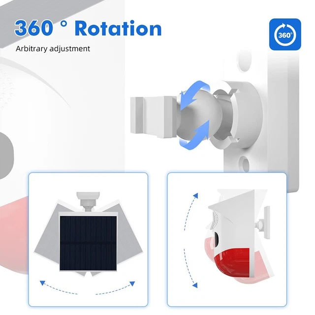 WIFI Solar Motion Sensor Alarm Outdoor Compatible TUYA 120dB SoundSecurity Alarm