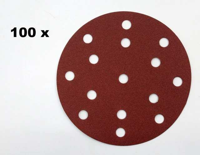 100 discos abrasivos Ekamant con velcro D15 Ø 150mm grano P120 15 agujeros run