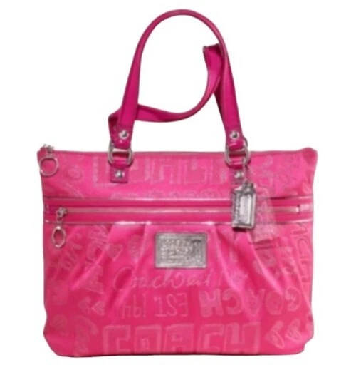 Coach Poppy Storypatch Hot Pink Glam Tote 15301 Limited Edition EUC