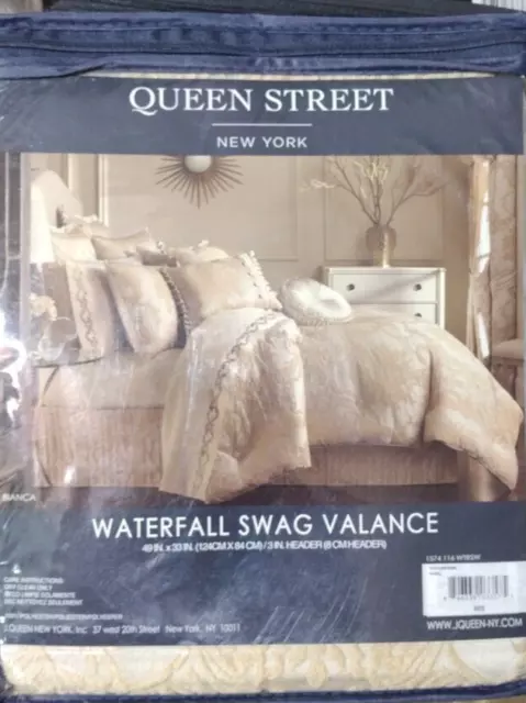 JCP Queen Street Waterfall Swag Valance Bianca, Pearl, 49" x 33" NWT