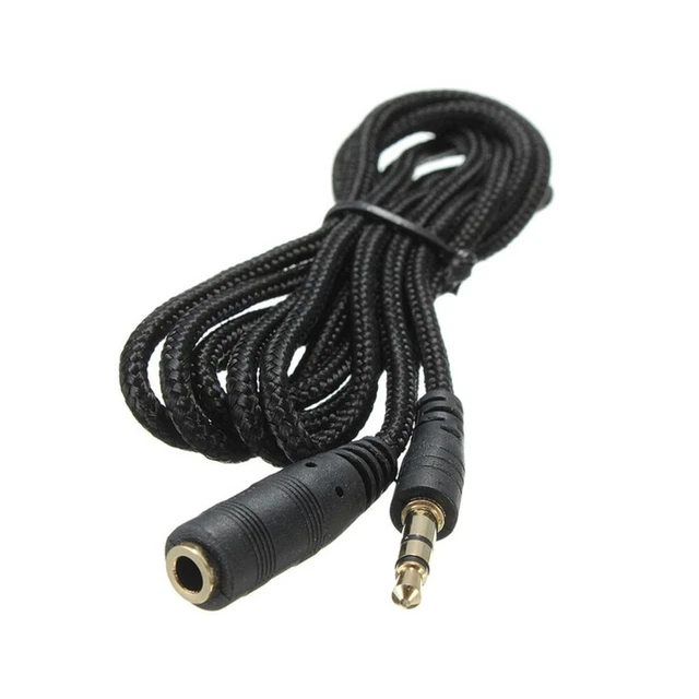 Rallonge Tressee 3.5Mm De 2 Metres Pour Prise Jack Femelle 3.5Mm A Male Noir