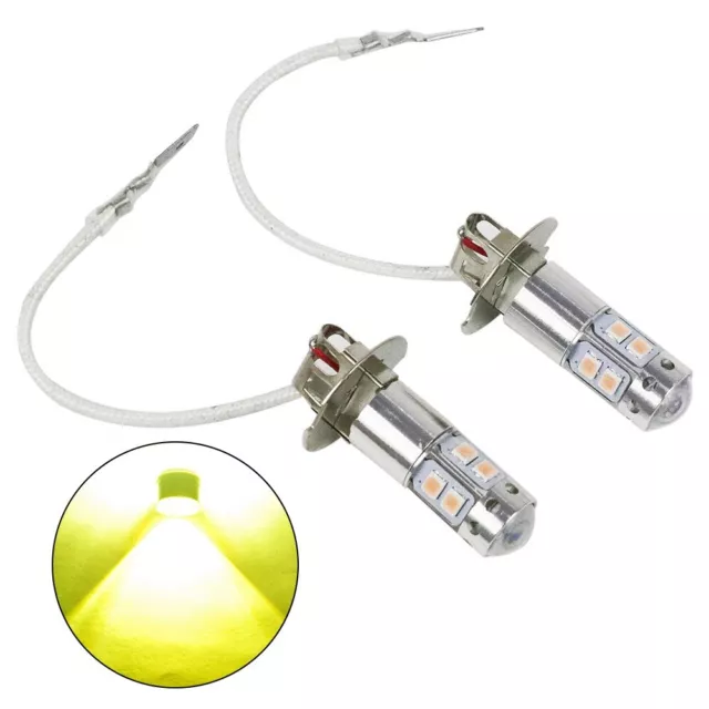 2x NEW H3 100W 3000K High Power Yellow LED Fog Light Driving Bulbs Lamp Replace