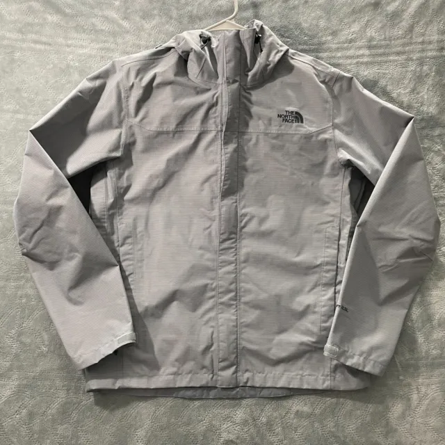 The North Face HyVent 2.5L Rain Jacket Mens Medium Gray Hooded Full Zip Nylon