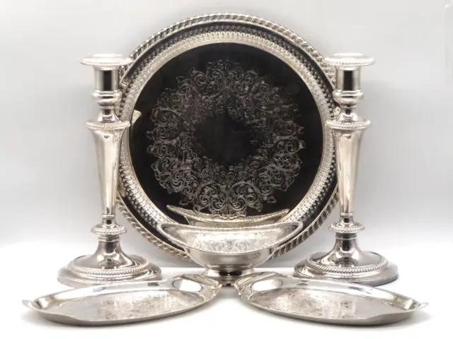 Barker Ellis Vassoio e piatti decorativi da tavolo placcati in argento (AP139A)