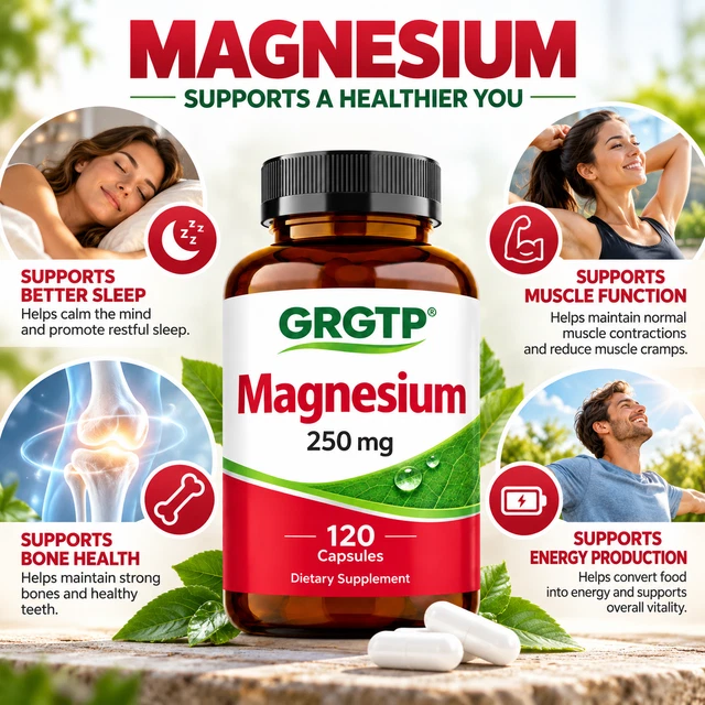MAGNESIUM CAPSULES 120PCS - 250mg Muscle Nerve Bone & Relaxation Health ...