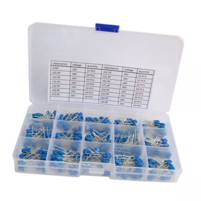 15 valeurs 300pcs kit de boîte d'assortiment de condensateurs électrolytiques