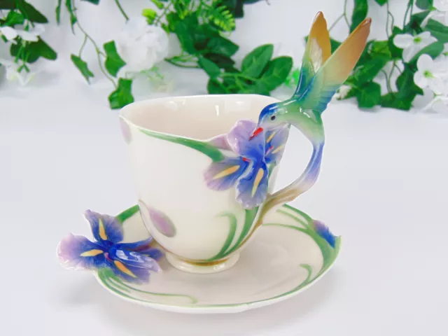 Franz Porcelain Hummingbird Tea Set for Two - 7 Piece Inc. Teapot, Milk Jug etc. 2