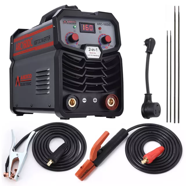 Amico ARC-160DC, 160-Amp Stick Lift-TIG Welder, 100V-250V Input, 80% Duty Cycle