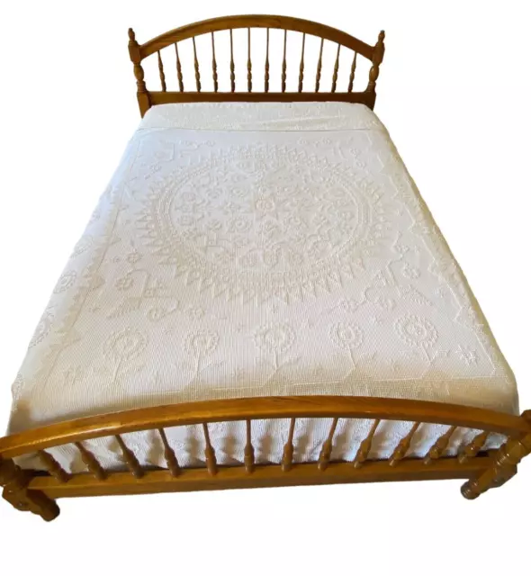 Vintage Chenille Bedspread Morgan Jones Minuet Hobnail Ivory 110x86 Full EUC
