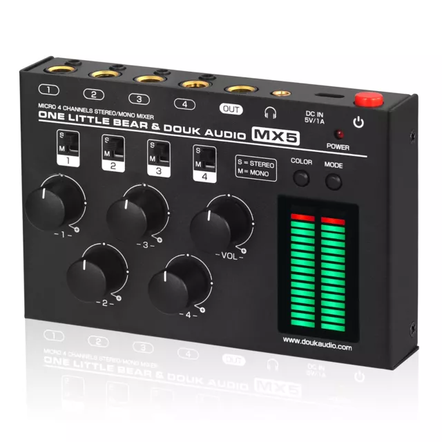 Compact 4-Channel Mono/Stereo Audio Mixer Line Mixing for Studio/Club Recording