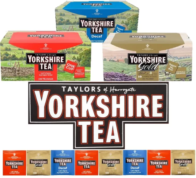 Yorkshire Tea Classic Gold Decaf Individual Wrapped Envelope One Cup Proper Brew