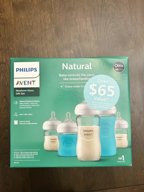 7-Piece Philips Avent Glass Natural Bottle with Natural Response Nipple Baby Set