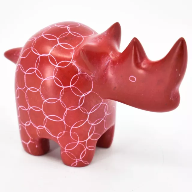 Tabaka Chigware Hand Carved Kisii Soapstone Red Rhinoceros Figure Made Kenya