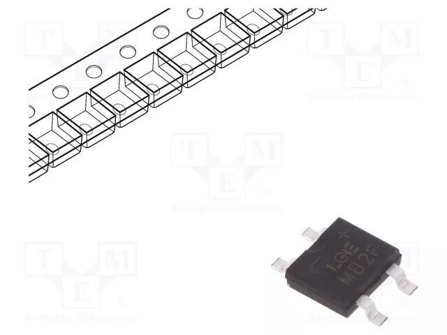 Einphasen Bridge Rectifier If: 0,5A Urmax : 200V Ifsm : 35A MB2F Einphasendi