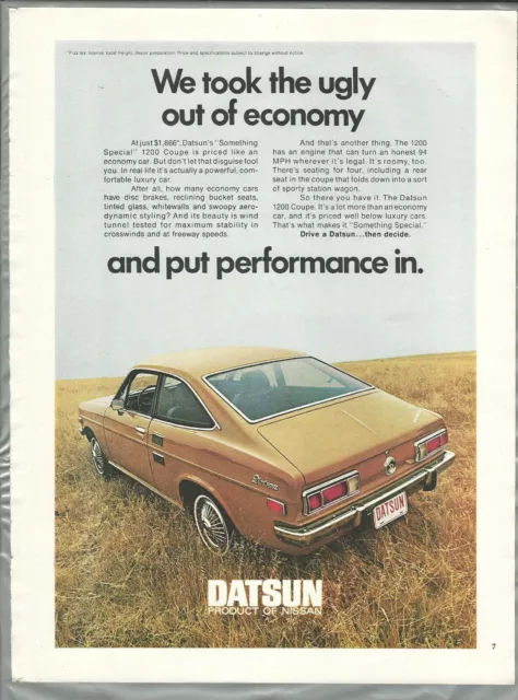 1971 DATSUN 1200 advertisement, Datsun 1200 Coupe