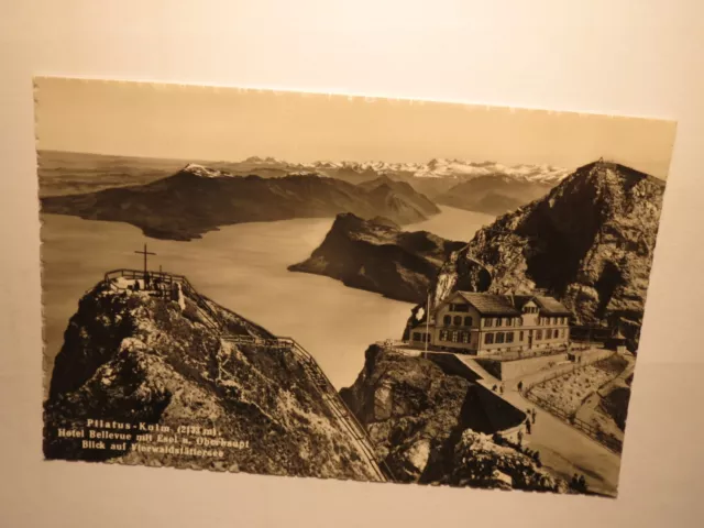 Pilatus-Kulm - Hotel Bellevue mit Esel / AK Karte Postkarte