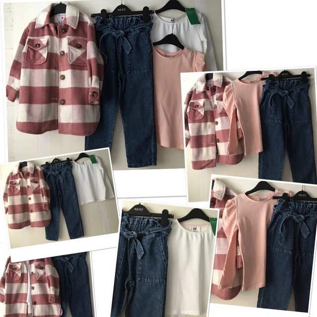 Next Girls Trendy Jeans & Prk Shacket Exc U & New H&M Matalan Tops 5-6 Years