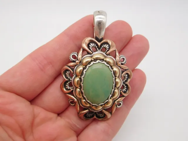 Designer Carolyn Pollack Sterling Silver Mixed Metal Turquoise Stone Pendant