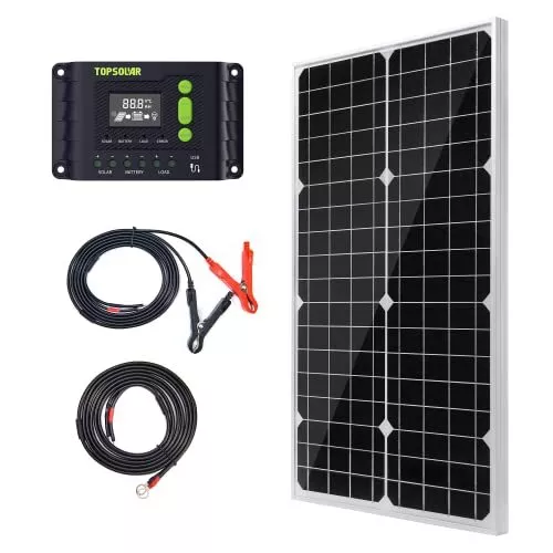 Topsolar Solar Panel Kit 30W 12V Monocrystalline Battery Charger