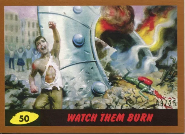 Mars Attacks The Revenge Bronze [25] Base Card #50 Watch them Burn