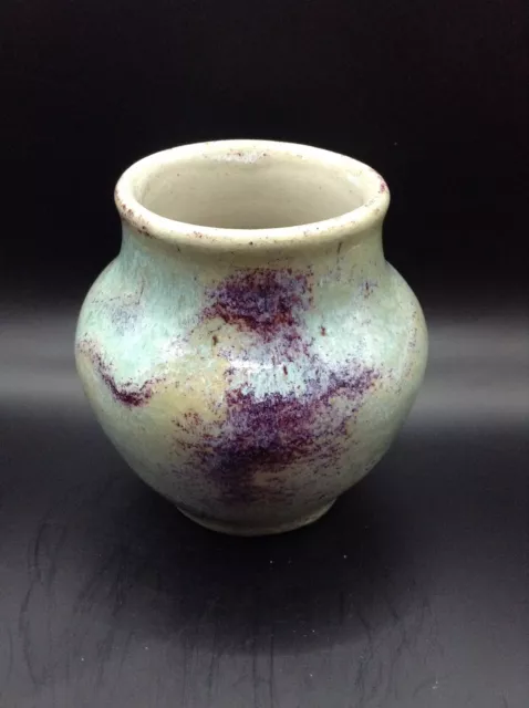 PISGAH FOREST Pottery Aqua Plum Glaze Vase 1933 5"×4½"