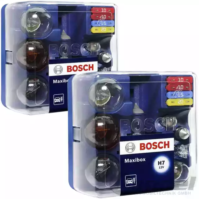 2 Bosch Pkw H7 Maxibox Auto Birnen-Satz 12V Lampenset Sicherungen Bremslicht Kzf