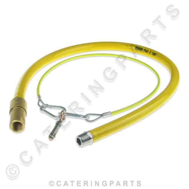 FLEXIBLE COMMERCIAL GAS HOSE 1M YELLOW CATERING CONNECTING PIPE 1/2" BSP 1000mm