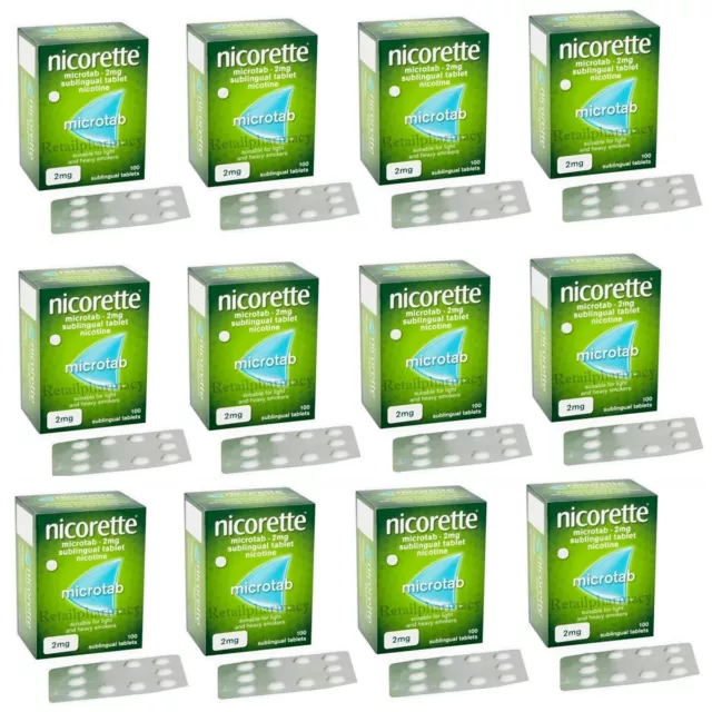 Nicorette Microtab 2 mg 100 schede originali scadenza 11-2024 ⚡ 12 scatole ⚡⚡
