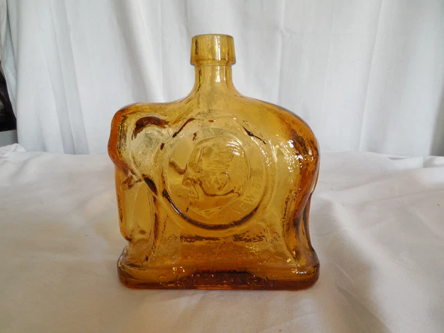 Wheaton 1972 Nixon Agnew amber glass elephant bottle 1st edition