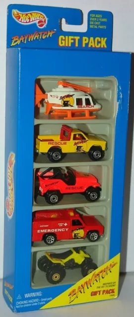 Hot Wheels 1996 Baywatch 5 Pack w/Rescue Ranger Misprint/Error "FISRT" MIP