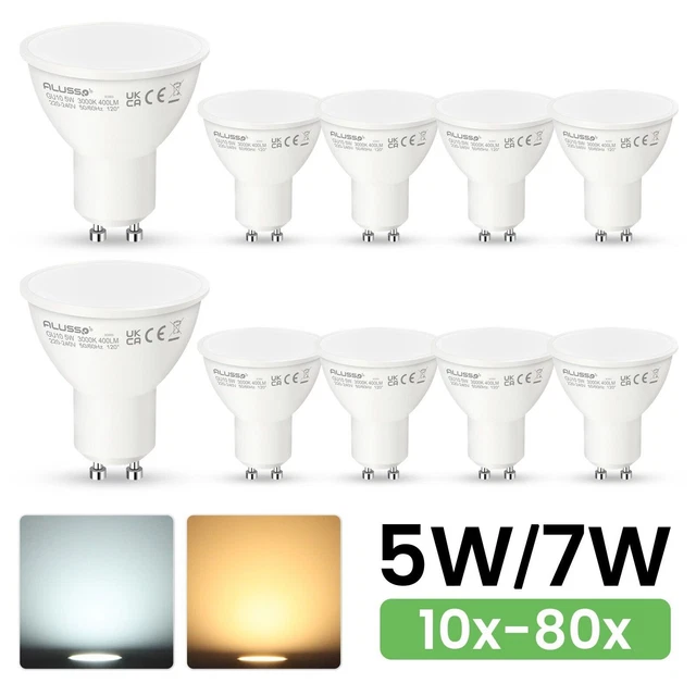 Lot De 10 Ampoules LED GU10 10W 3000K Blanc Chaud - 1000lm, Angle 120°, Classe F
