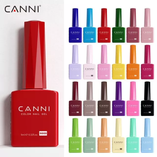 Hema Free Canni Nail Gel Polish 9ml Colours Base Coat No Wipe Top Varnish UV Led