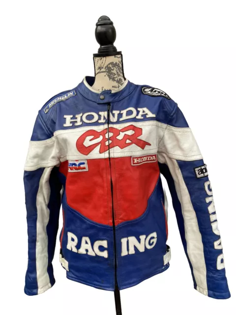 Vintage 90s Style Honda CBR Genuine Leather Motorcycle Racing Jacket XXL (48)