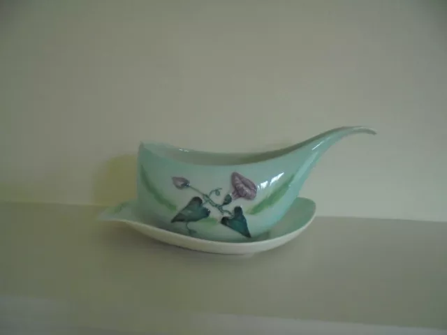 Carlton Ware - Australian Design - Hand Painted - Sauce/Gravy Boat & Stand