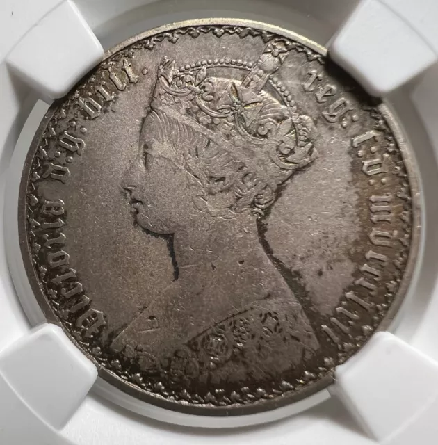 1862 Great Britain Florin NGC XF Details Rare Scarce Silver Coin Gothic Type 2S 3