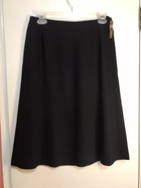 Talbots Black Lined A-Line Midi Skirt Size 6 Wool Blend Stretch Side Zipper NWT