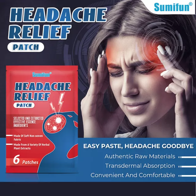 6Pcs/Bag Headache Relief Patch To Treat Migraine Dizziness Pain Therapy Relie Le