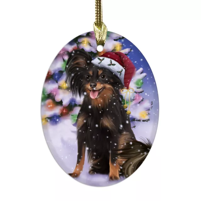 Russian Toy Terrier Dog Oval Glass Christmas Hanging Ornaments X-mas Tree D?cor