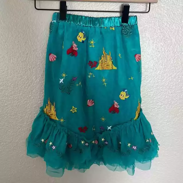 NEW Hanna Andersson Little Mermaid Embroidered Teal Tulle Skirt Size Small NWT