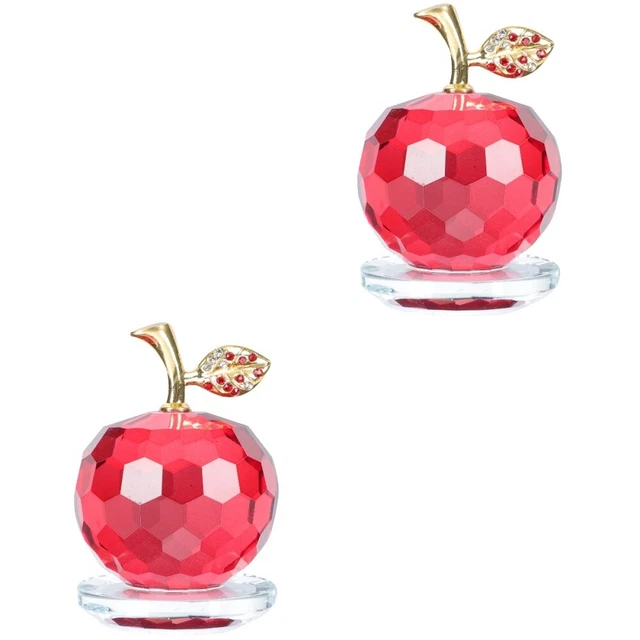 2 Pcs Kristall-Apfel-Ornament Kristalldekor Skulptur Weihnachtsgeschenke