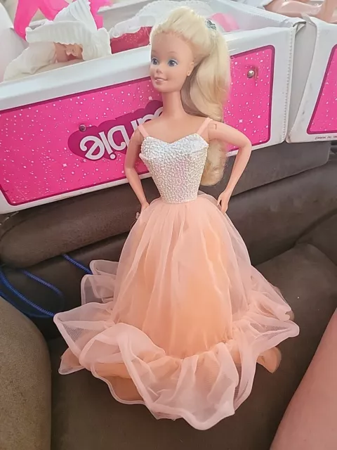 Vintage 1984 Mattel Barbie Peaches 'n Cream Doll w Original Dress No Boa
